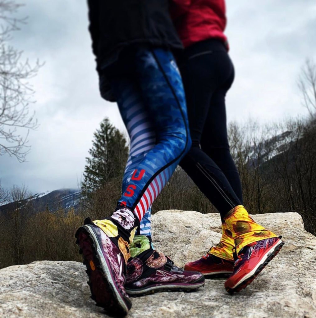 Two people wearing gaiters