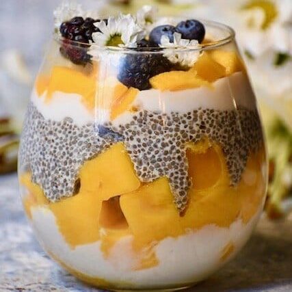 23 Easy & Quick Vegan Breakfast Recipes - MANGO CHIA PUDDING PARFAIT